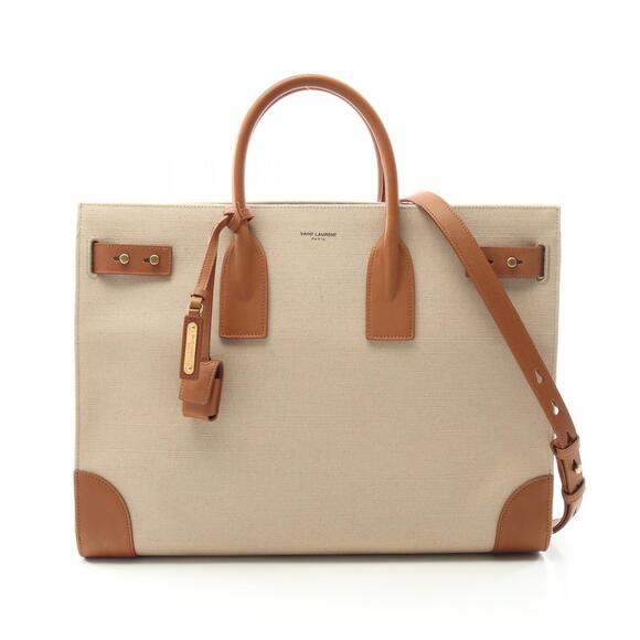 Saint Laurent Handbags - Saint Laurent Sac de Jour Tote Bag Canvas Leather Beige Brown